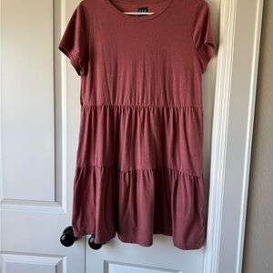 GAP Dusty Rose Tiered Short Sleeve Dress